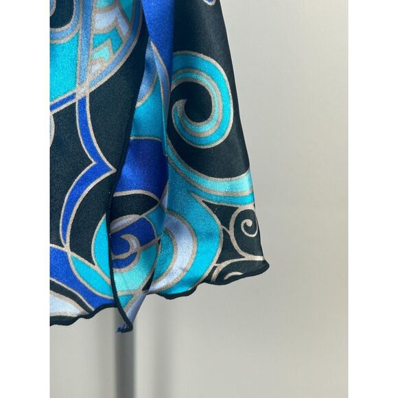 Y2K Babydoll Bisou Bisou Woman Blue Satin Top Front Lace Blouse Size 10 Tank - Picture 3 of 4